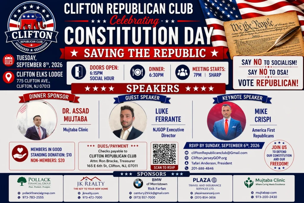 Clifton Republican Club Constitution Day Saving the Republic meeting flyer, September 8, 2026